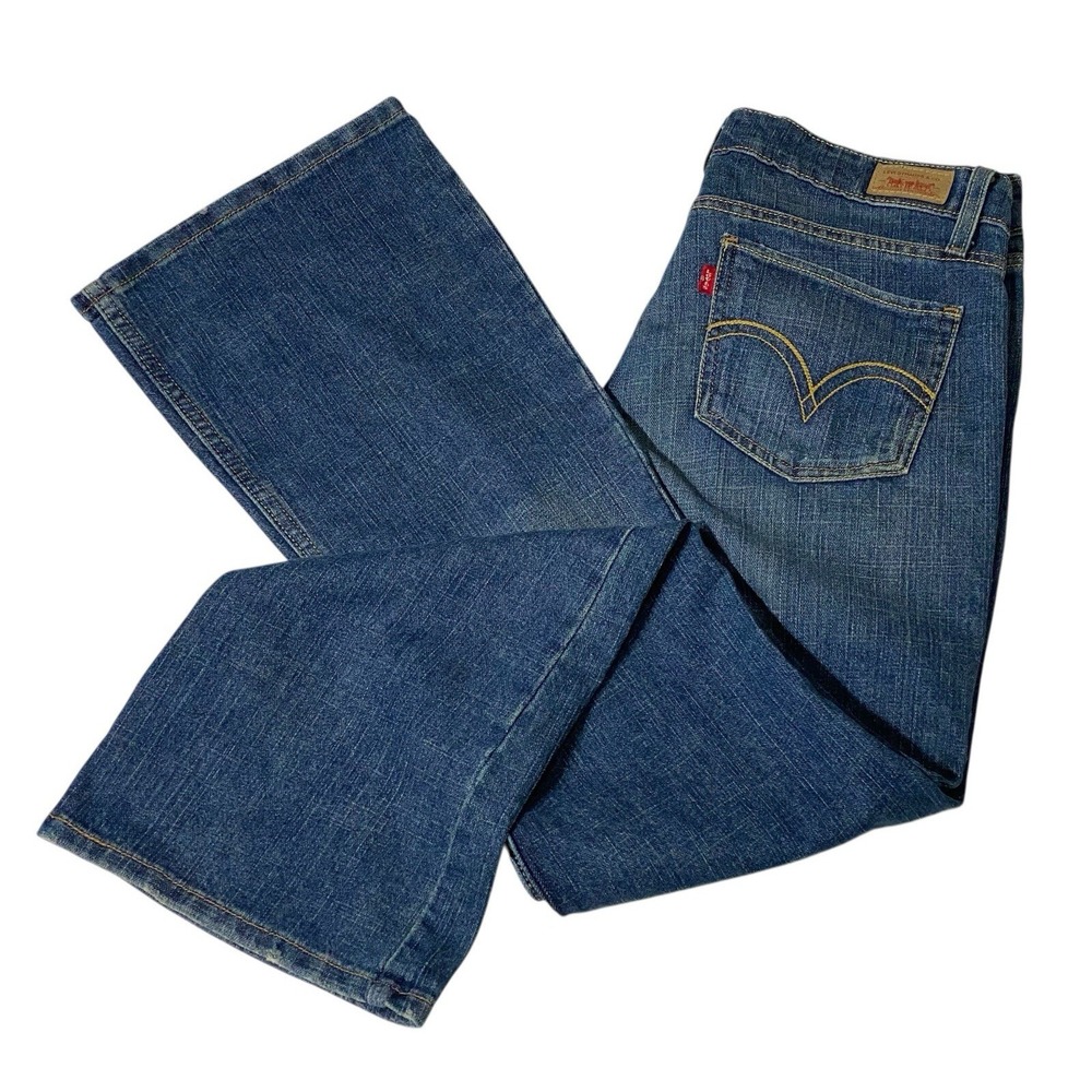 Levi's Superlow 518 Blue Denim Jeans Womens Size 7 Short Medium Wash Boot Cut